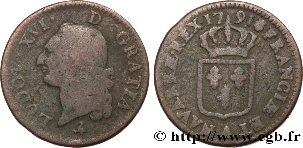 LOUIS XVI Sol dit  à l écu  1791 Paris TB