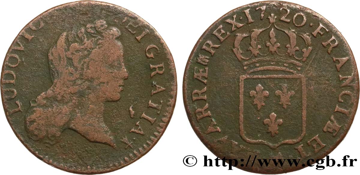 LOUIS XV DIT LE BIEN AIMÉ Demi-sol au buste enfantin 1720 Metz TB