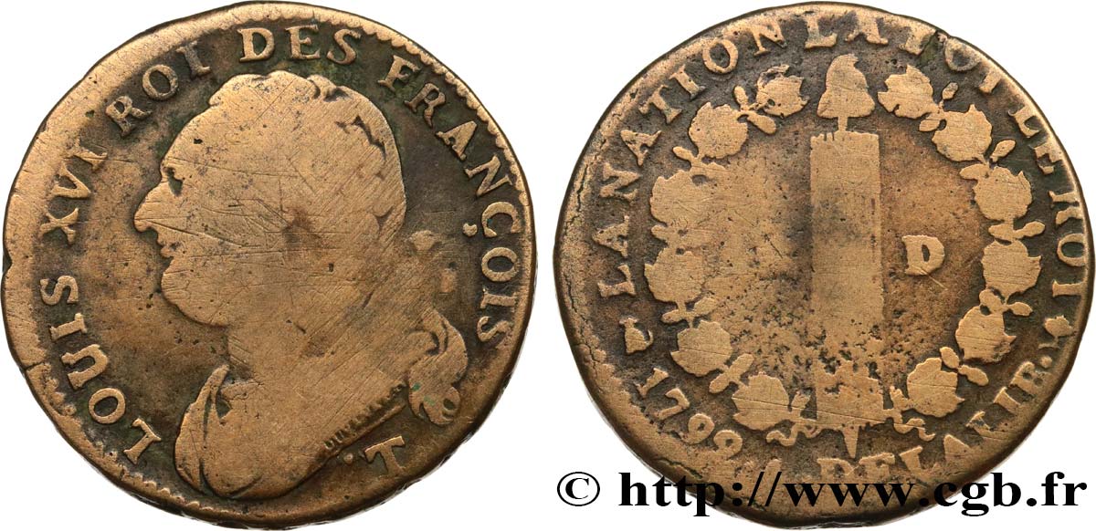 LOUIS XVI (MONARQUE CONSTITUTIONNEL)  12 deniers dit  au faisceau , type FRANÇOIS 1792 Nantes TB