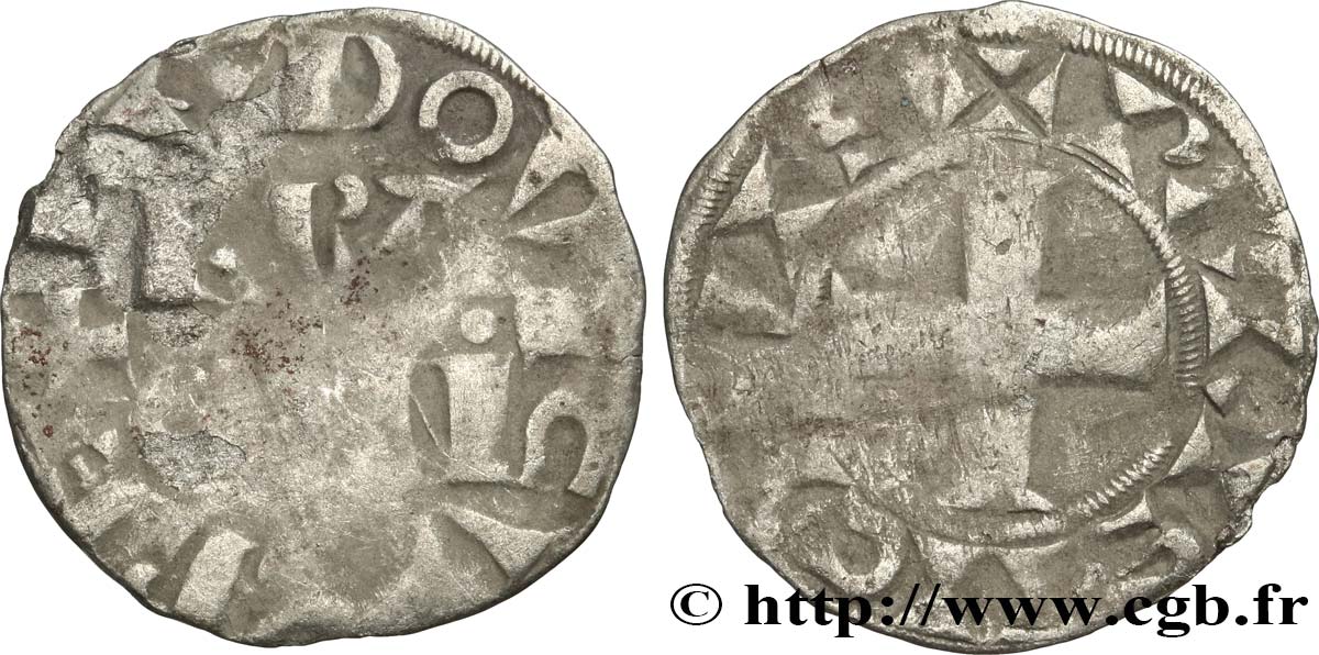 LOUIS VII &nbsp;THE YOUNG&nbsp; Denier parisis, 4e type n.d. Paris VF