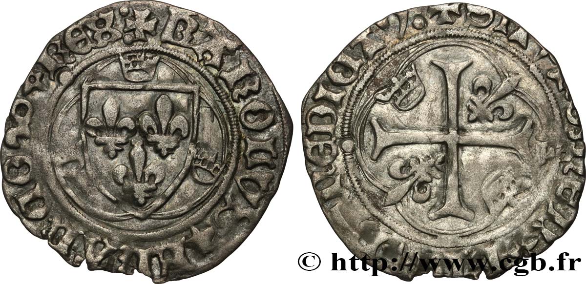CHARLES VIII Blanc à la couronne n.d. Rouen TB+