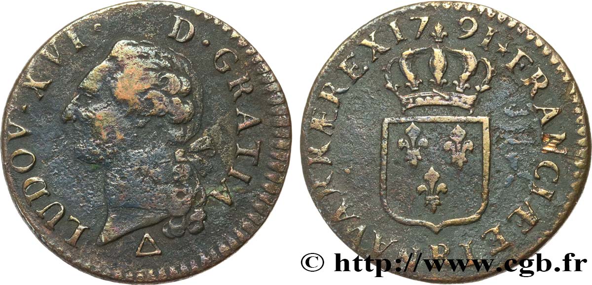 LOUIS XVI Sol dit  à l écu  1791 Orléans TB+/TTB