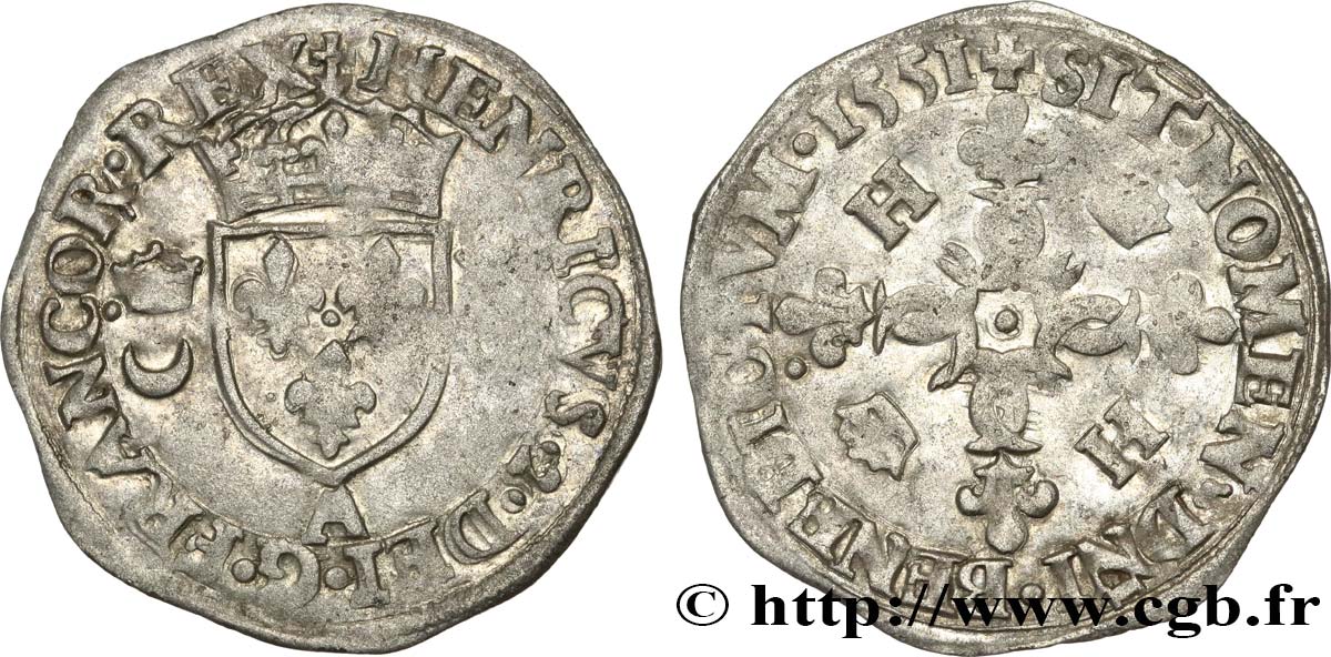 HENRY II Douzain aux croissants 1551 Paris XF