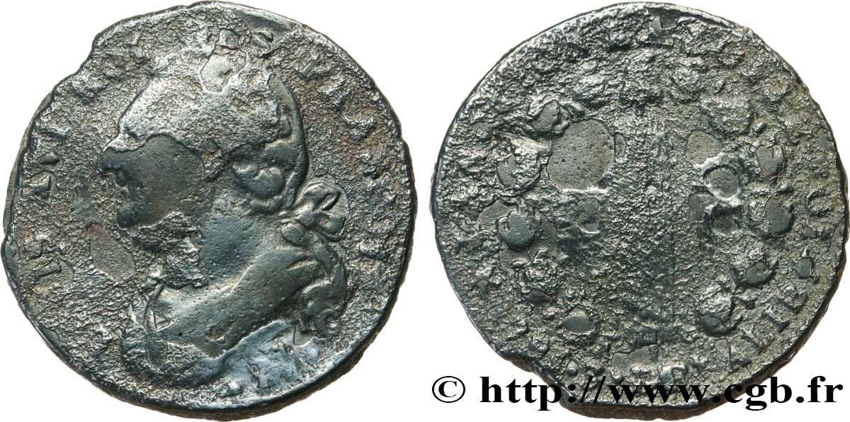 LOUIS XVI 12 deniers dit  au faisceau , type FRANCOIS 1791 Marseille VG