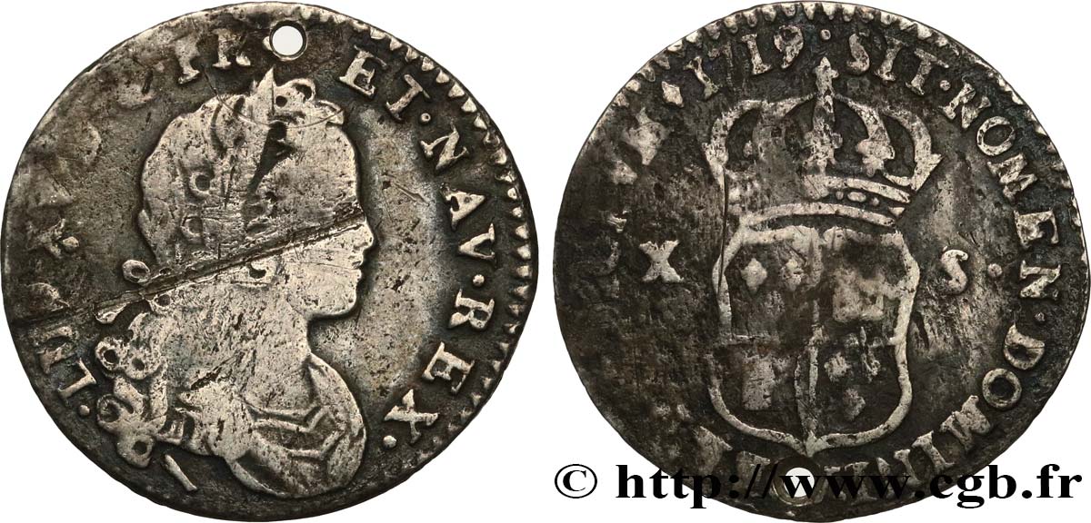 LOUIS XV DIT LE BIEN AIMÉ X sols de Navarre 1719 Lille TB