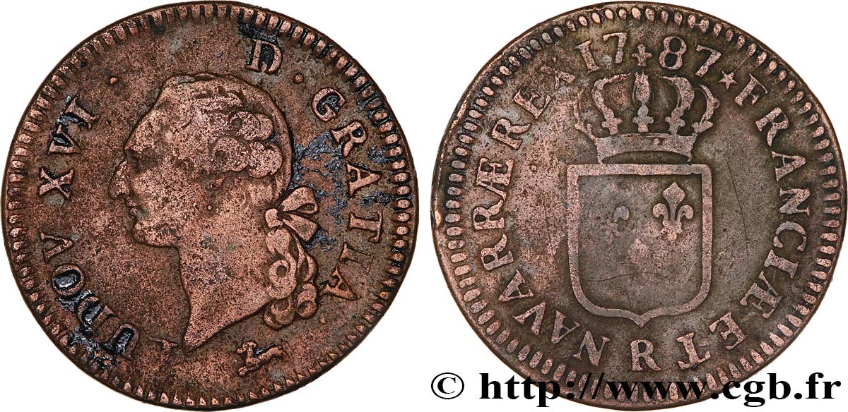 LOUIS XVI Sol dit  à l écu  1787 Orléans TB+