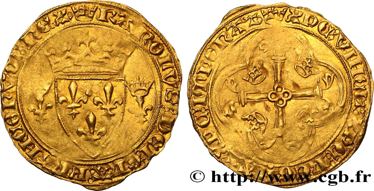 CHARLES VII LE VICTORIEUX Écu d&nbsp;or à la couronne ou écu neuf n.d. Tournai TTB+