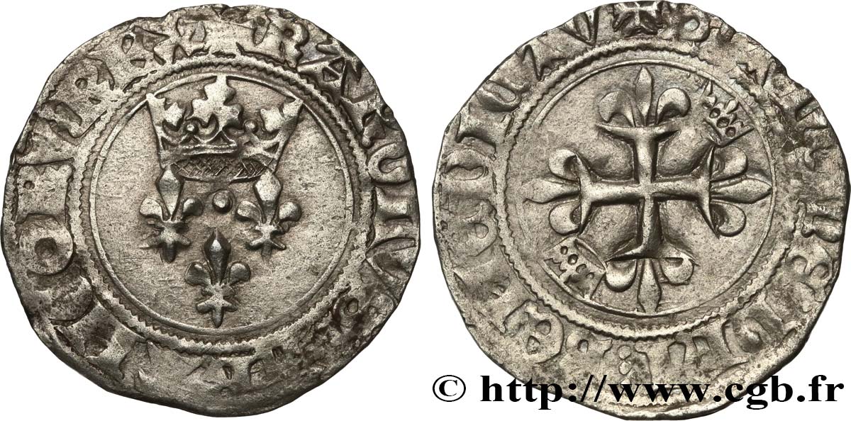 BURGONDY - COINAGE AT THE NAME OF CHARLES VI  THE MAD  OR  THE WELL-BELOVED  Gros dit  florette  n.d. Châlons-en-Champagne q.BB