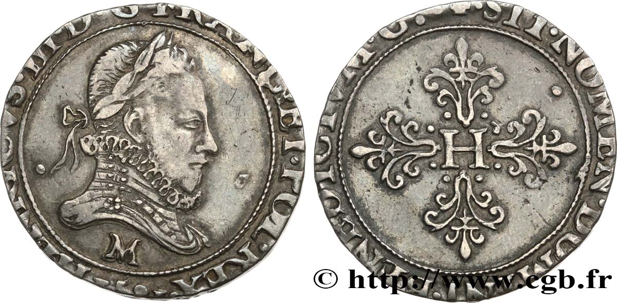 HENRY III Franc au col fraisé 1581 Toulouse AU