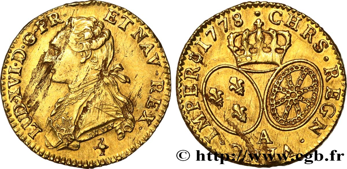 LOUIS XVI Louis d’or aux écus ovales 1778 Paris TTB/TTB+