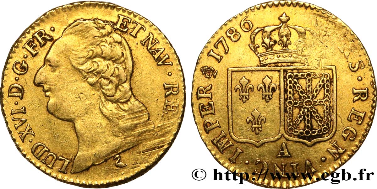 LOUIS XVI Louis d or aux écus accolés 1786 Paris MBC