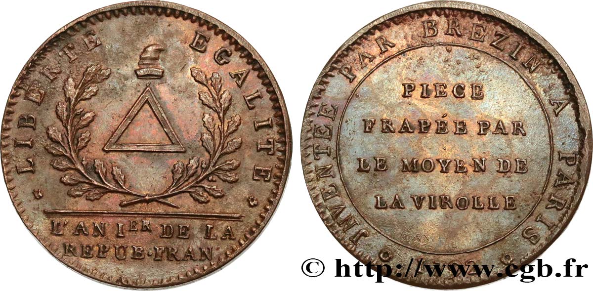 REVOLUTION COINAGE Essai au bonnet de Brézin, frappe médaille 1792  q.SPL