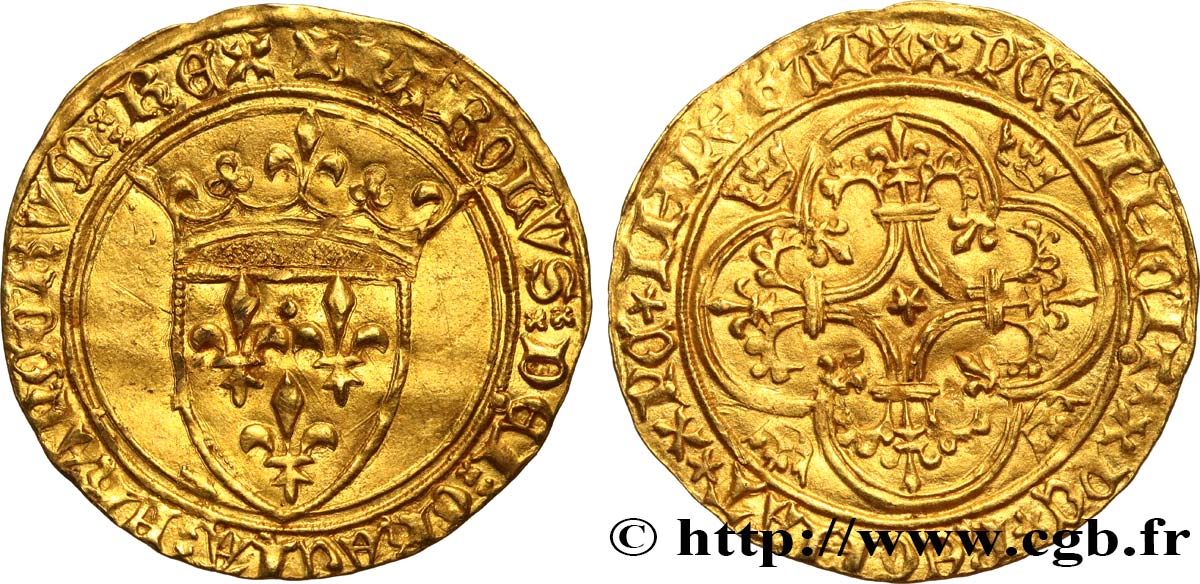 CHARLES VI LE FOU OU LE BIEN AIMÉ Écu d&nbsp;or à la couronne n.d. La Rochelle TTB+/SUP