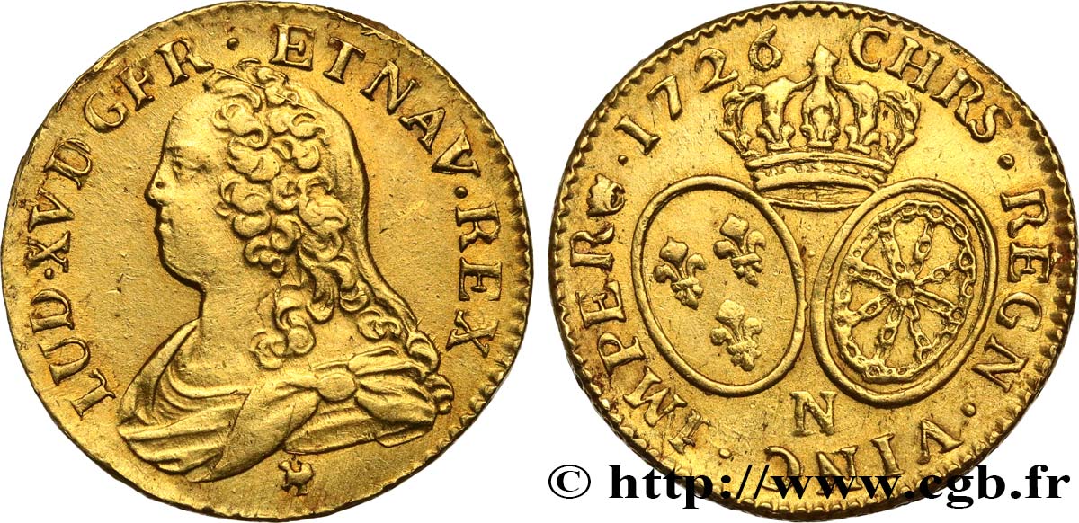 LOUIS XV DIT LE BIEN AIMÉ Louis d or aux écus ovales, buste habillé 1726 Montpellier TTB+