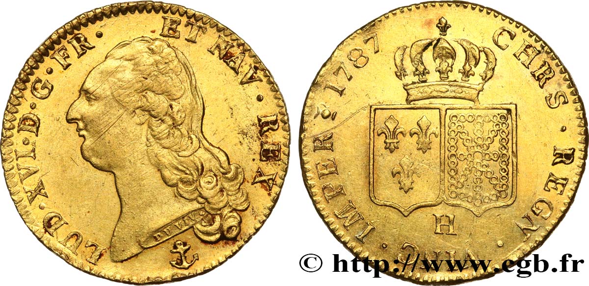 LOUIS XVI Double louis d’or aux écus accolés 1787 La Rochelle TTB+