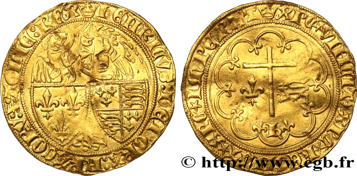 HENRY VI DE LANCASTRE - ROI DE FRANCE (1422-1453) - ROI D ANGLETERRE (1422-1461) et (1470-1471) Salut d or 06/09/1423 Paris TTB+