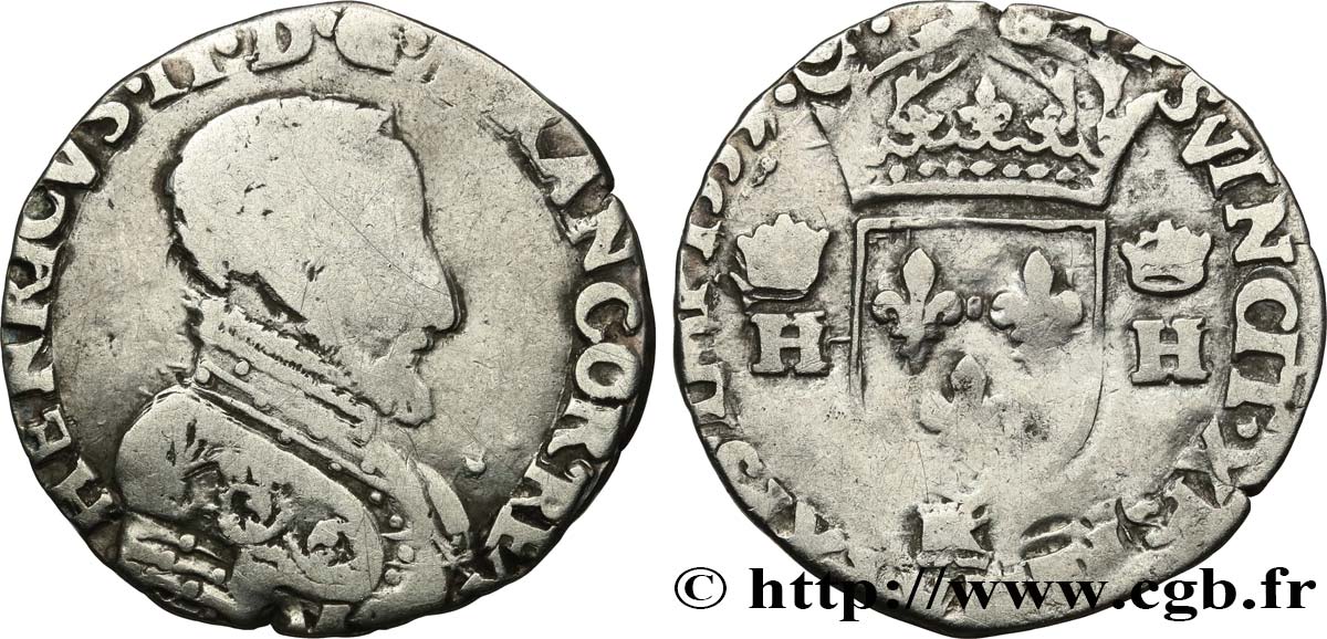 FRANCIS II. COINAGE AT THE NAME OF HENRY II Demi-teston à la tête nue, 3e type 1559 Bordeaux BC