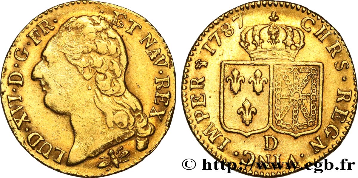LOUIS XVI Louis d or aux écus accolés 1787 Lyon BC+/MBC
