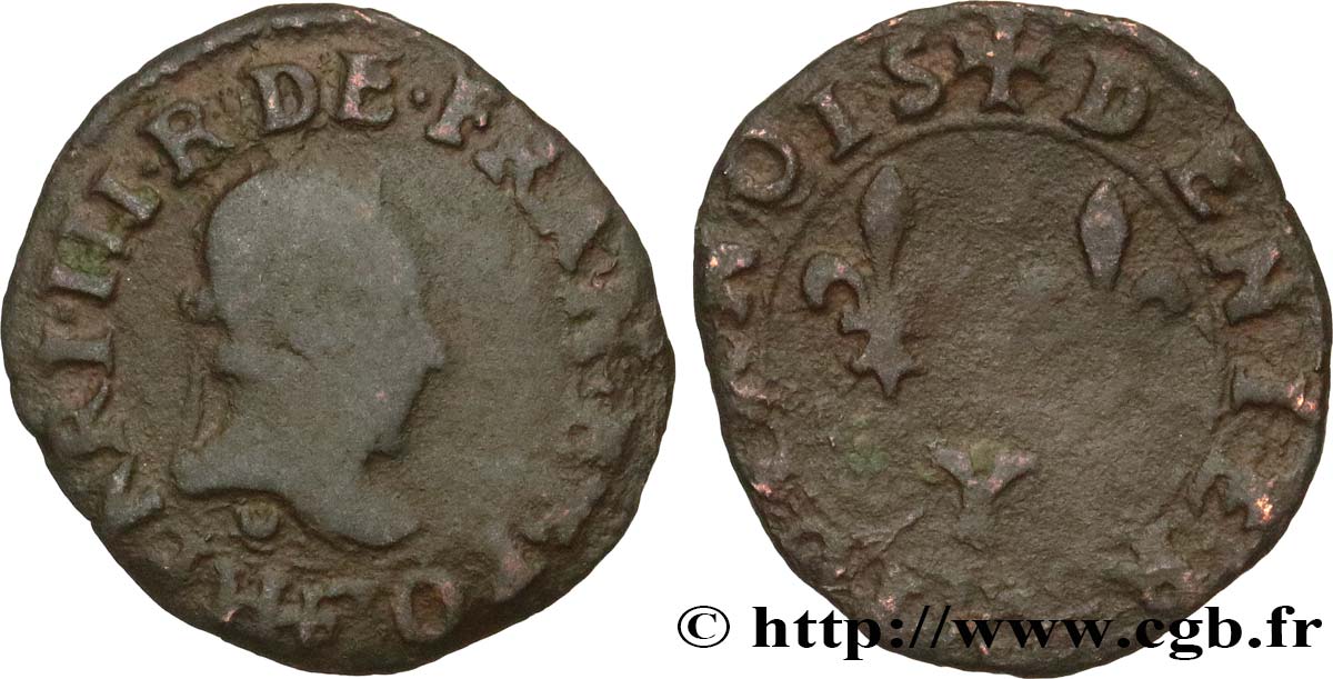HENRY III Denier tournois n.d. Bourges BC