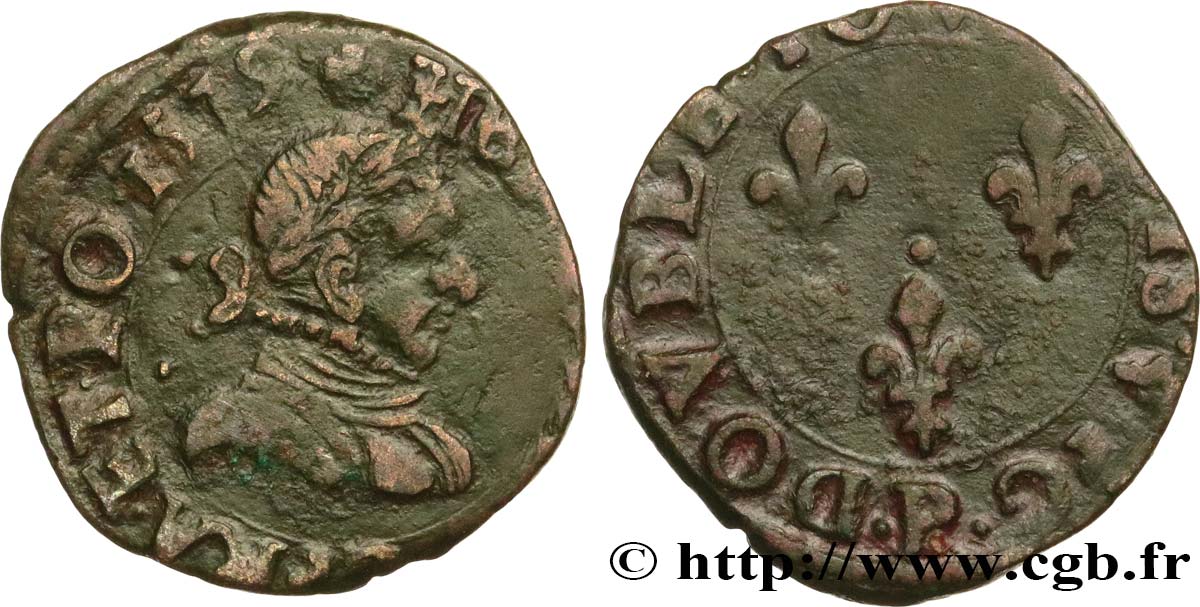 HENRI III Double tournois, 1er type de Dijon 1579 Dijon TTB