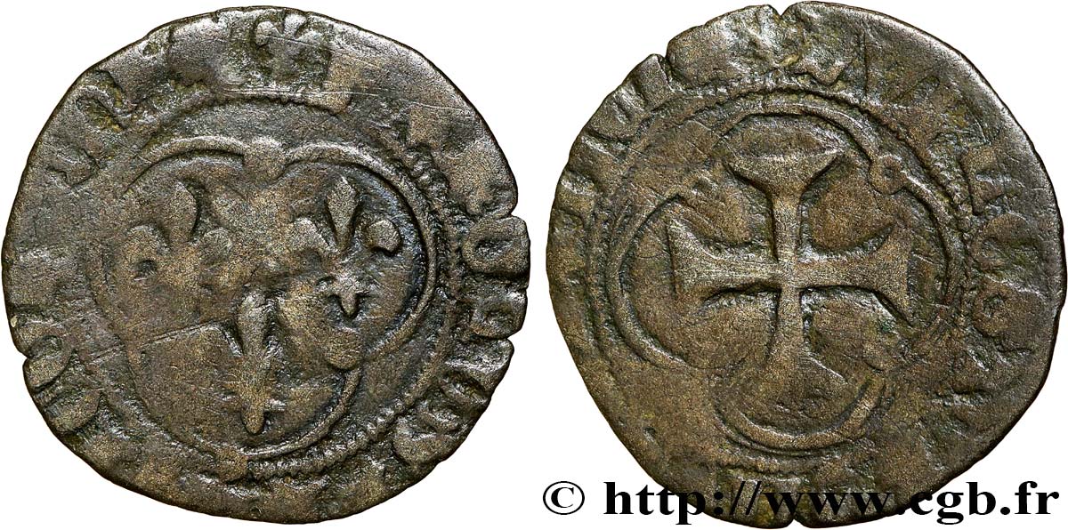 CHARLES VII  THE WELL SERVED  Double tournois n.d.  q.MB