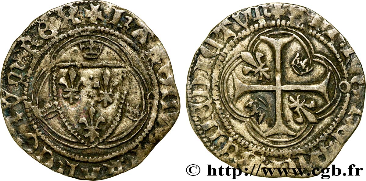 CHARLES VII LE VICTORIEUX Blanc à la couronne n.d. Toulouse TTB
