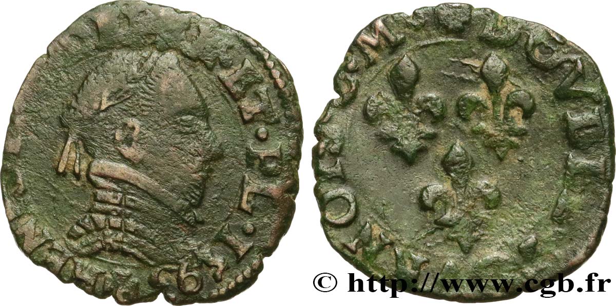 LA LIGUE. MONNAYAGE AU NOM D&nbsp;HENRI III Double tournois, type de Toulouse 1593 Toulouse TB