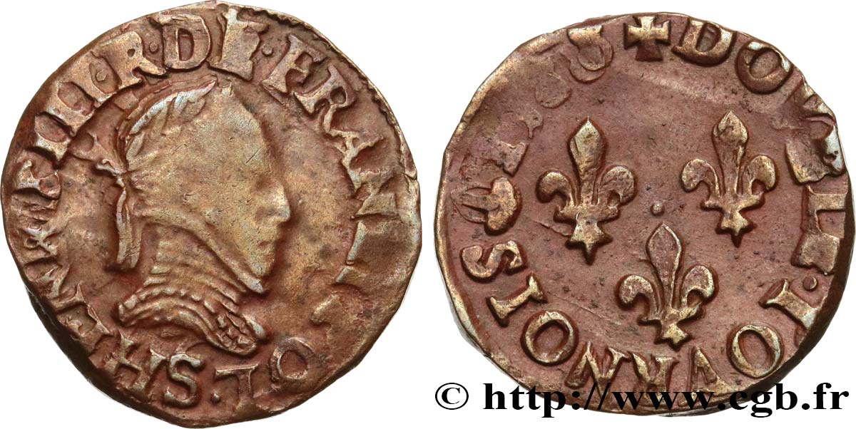 HENRI III Double tournois, type de Troyes 1588 Troyes TB+/TTB