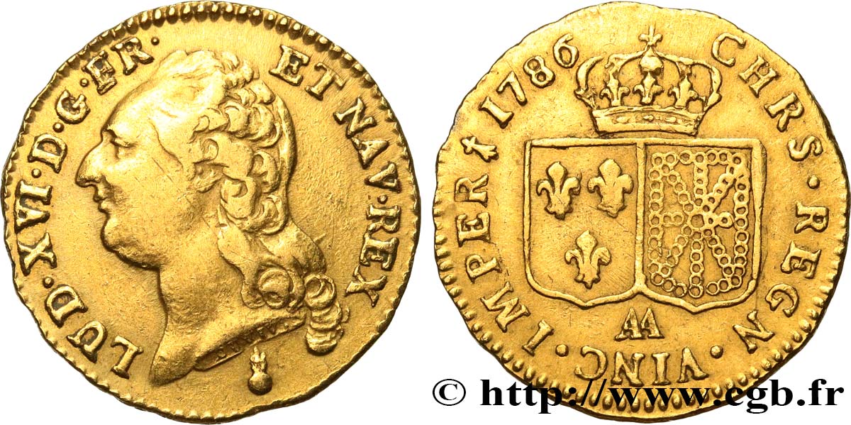 LOUIS XVI Louis d or aux écus accolés 1786 Metz MBC