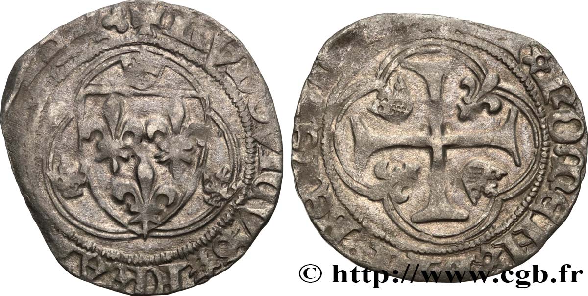 LOUIS XI LE PRUDENT Blanc à la couronne n.d. Lyon TB+