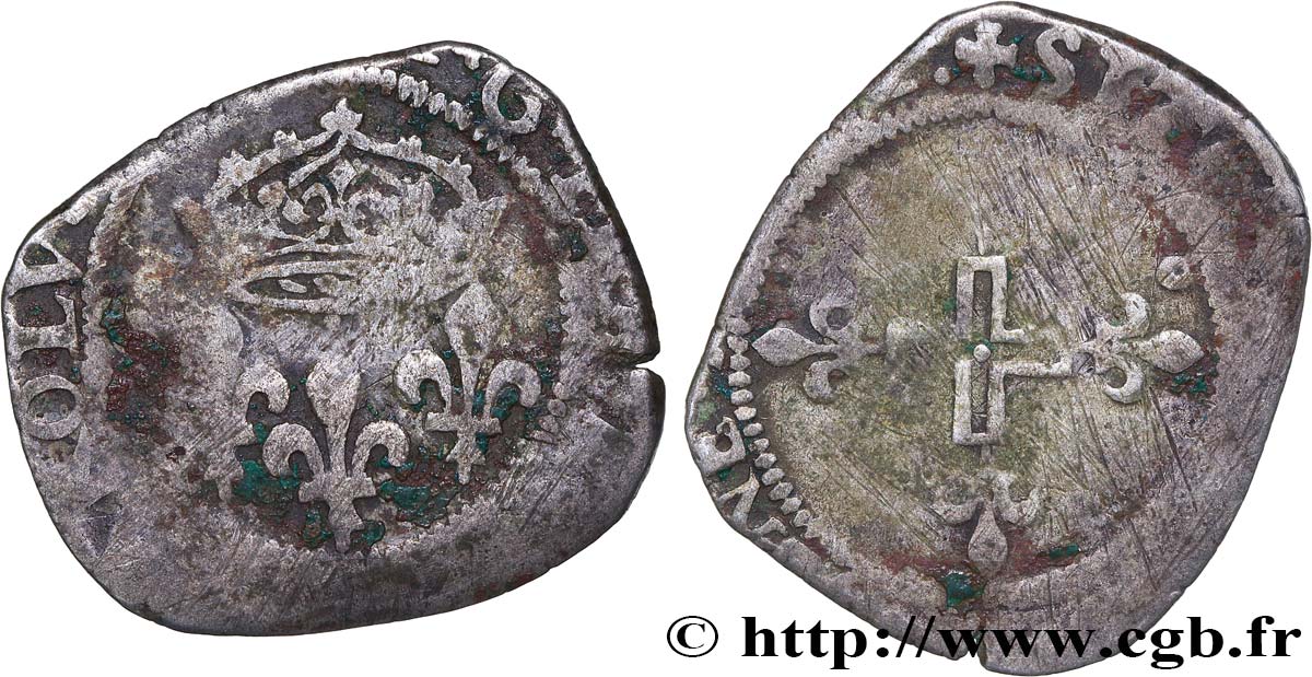 HENRY III. COINAGE AT THE NAME OF CHARLES IX Double sol parisis, 1er type n.d. Montpellier fS