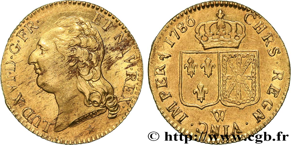 LOUIS XVI Louis d or aux écus accolés 1786 Lille TTB+