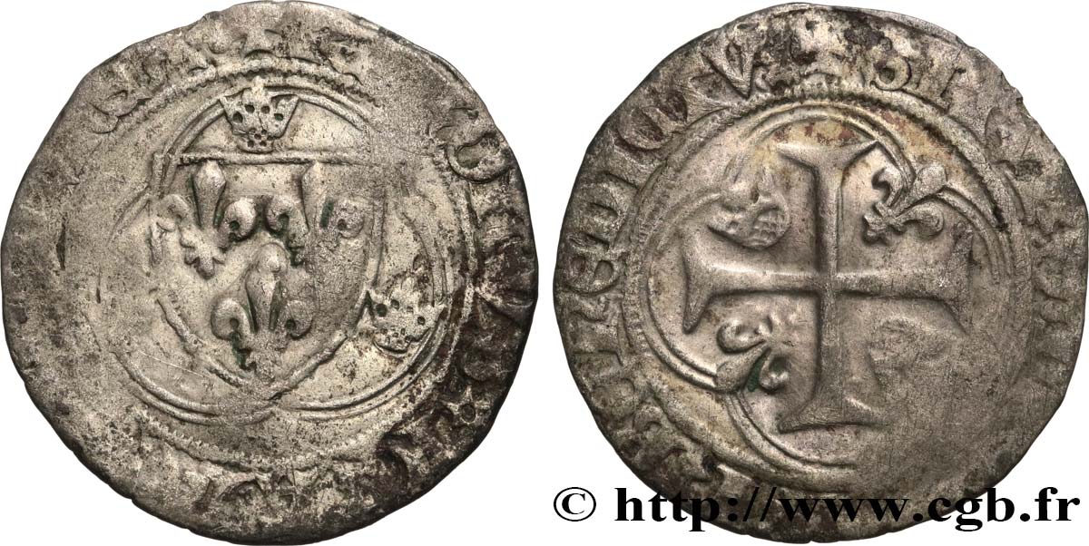 CHARLES VII LE VICTORIEUX Blanc à la couronne n.d. Atelier Indéterminé TB