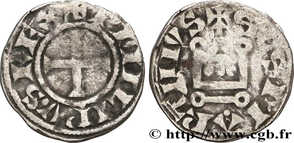TOURAINE - SAINT-MARTIN DE TOURS - PHILIPPE II AUGUSTE Denier tournois n.d. Saint-Martin de Tours TB