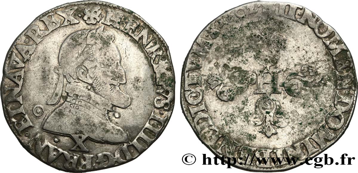 HENRY IV Demi-franc, type d Amiens 1602 Amiens BC+