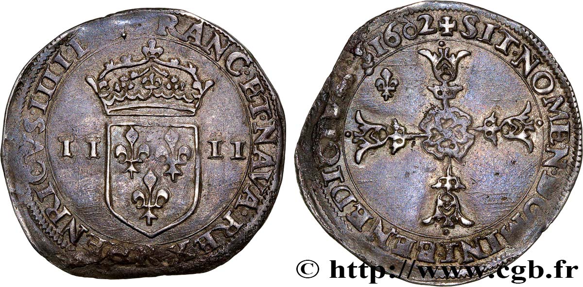 HENRY IV Quart d’écu, écu de face, 4e type 1602 Saint-André de Villeneuve-lès-Avignon AU