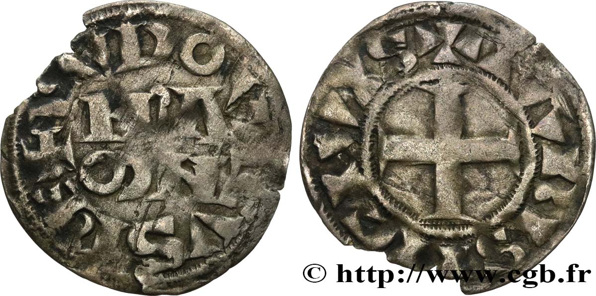 LOUIS VII  THE YOUNG  Denier parisis, 4e type n.d. Paris VF