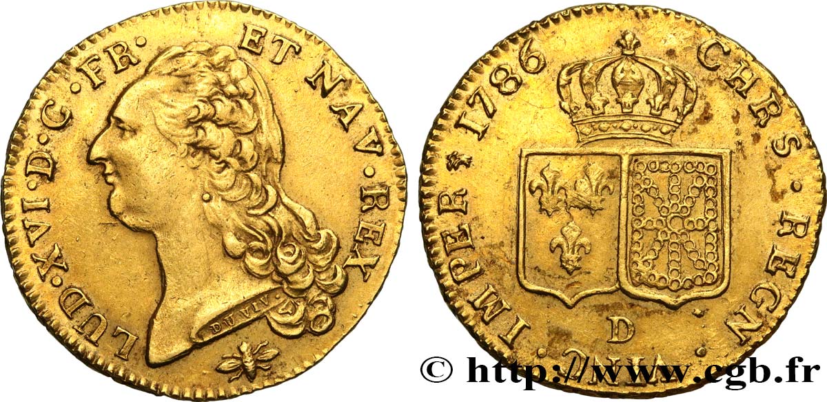 LOUIS XVI Double louis d’or aux écus accolés 1786 Lyon AU