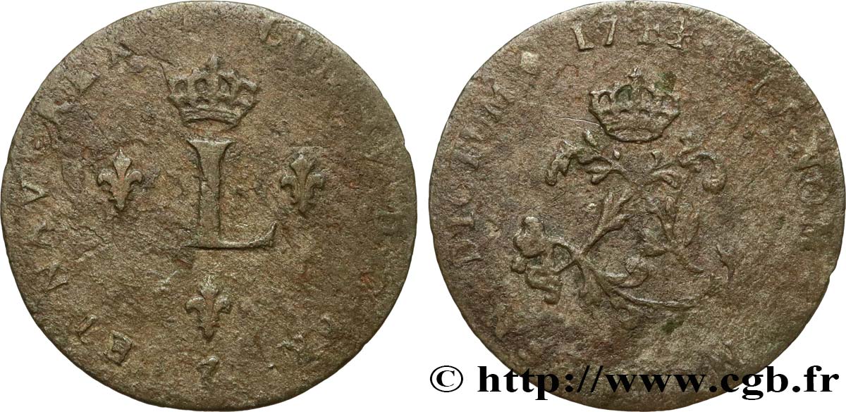 LOUIS XV DIT LE BIEN AIMÉ Double sol de billon 1741 Lille TB