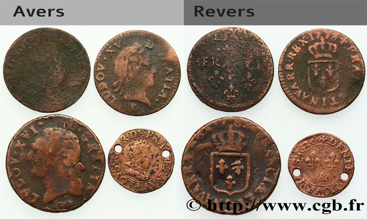 LOTTE Lot de quatre monnaies royales n.d. Ateliers divers q.MB
