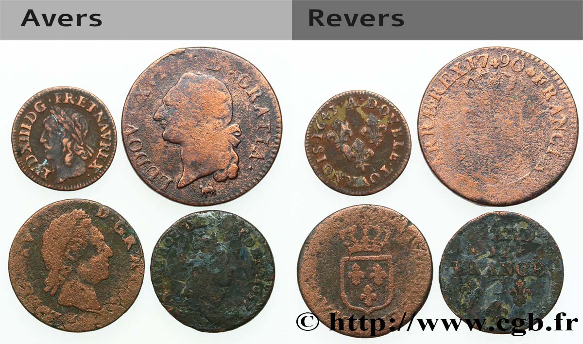 LOTTE Lot de quatre monnaies royales n.d. Ateliers divers q.MB