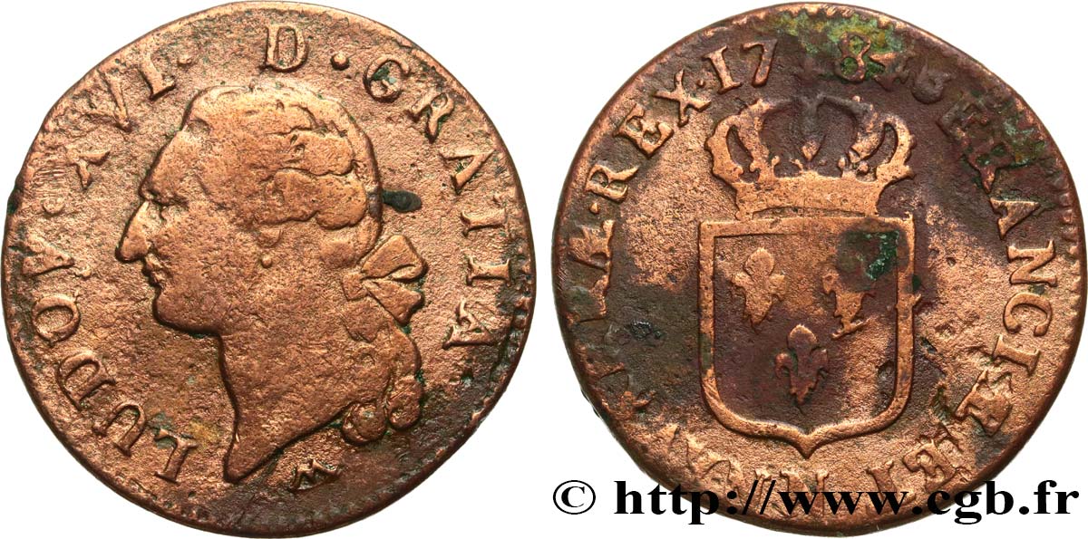 LOUIS XVI Sol dit “à l écu” 1784 Montpellier TB