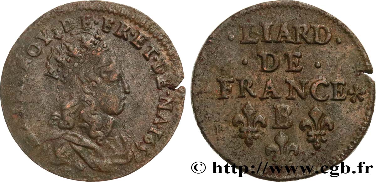 LOUIS XIV LE GRAND OU LE ROI SOLEIL Liard, 2e type 1657 Acquigny TTB+/TTB