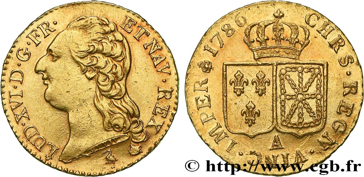LOUIS XVI Louis d or aux écus accolés 1786 Paris MBC