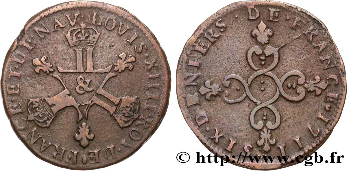 LOUIS XIV LE GRAND OU LE ROI SOLEIL Six deniers dits  Dardenne  1711 Aix-en-Provence TTB