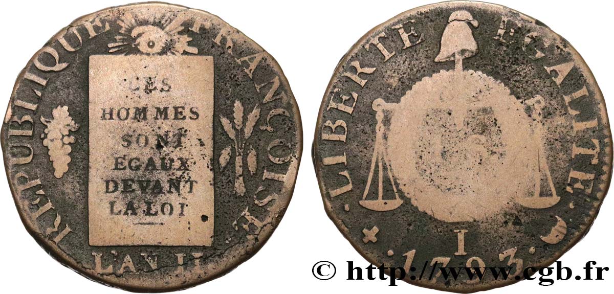 LA CONVENTION 1 sol dit  à la table de loi  1793 Limoges TTB/TB