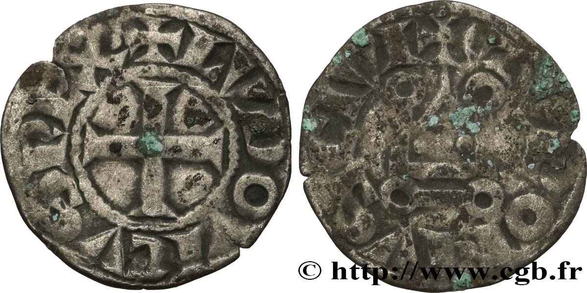 LOUIS VIII LE LION ET PREMIÈRE PARTIE DU RÈGNE DE LOUIS IX Denier tournois c.1223-1245  TB+/B+