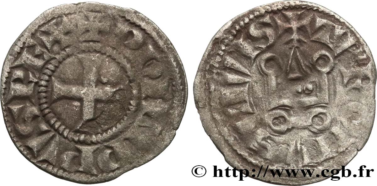 PHILIPPE III LE HARDI ET PHILIPPE IV LE BEL - MONNAYAGE COMMUN (à partir de 1280) Obole tournois à l O rond n.d. s.l. TTB