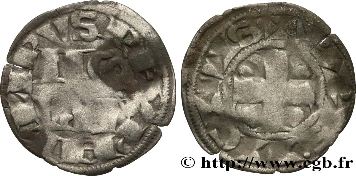 PHILIPPE II DIT  PHILIPPE AUGUSTE  Denier parisis n.d. Paris TB
