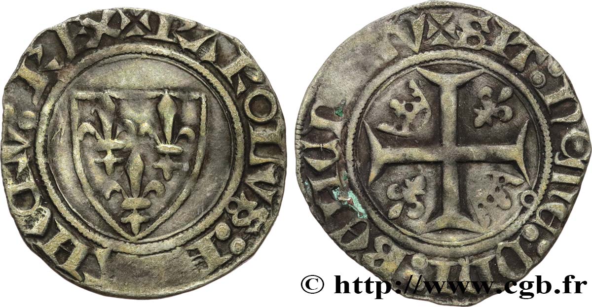 CHARLES VI LE FOU OU LE BIEN AIMÉ Blanc dit &nbsp;guénar&nbsp; n.d. Angers TTB+